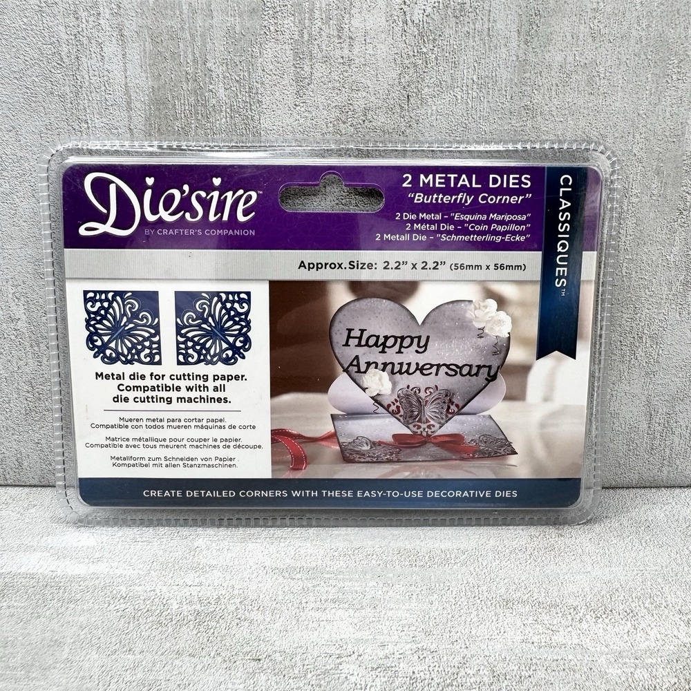 Crafter's Companion Die'sire Edge'ables Butterfly Corner 2 Metal Cutting Dies